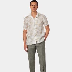 John Varvatos linen and cotton button down short sleeved shirt